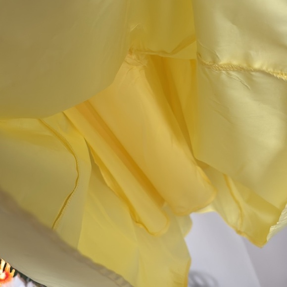 Vintage MABELL NWOT Yellow Puff Sleeves Mini Dress Cutout Gathered Ruched Spring - Picture 12 of 14